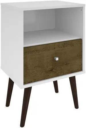 Nightstand In White And Rustic Brown Nightstand In White And Rustic Brown