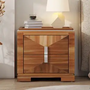 Mid-Century Modern Nightstand, 2 Drawers Wide Sofa Side Table,Wood Diamond Shaped End Table With Storage,Closet With Heavy Duty Base,Small Bedside Table For Bedroom,Living Room,Entrance, Light Brown Mid-Century Modern Nightstand, 2 Drawers Wide Sofa Side Table,Wood Diamond Shaped End Table With Storage,Closet With Heavy Duty Base,Small Bedside Table For Bedroom,Living Room,Entrance, Light Brown