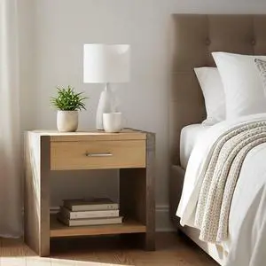 Wood Nightstand, Bedside Table Natural &Gray Color Wood Nightstand, Bedside Table Natural &Gray Color