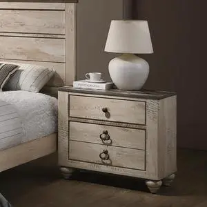Imerland Contemporary Patched Wood Top 3-Drawer Nightstand, Antique Brown Imerland Contemporary Patched Wood Top 3-Drawer Nightstand, Antique Brown