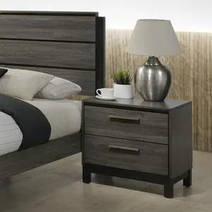 Ioana Wood 2-Drawers Nightstand (Nightstand Only), Antique Grey Finish Ioana Wood 2-Drawers Nightstand (Nightstand Only), Antique Grey Finish