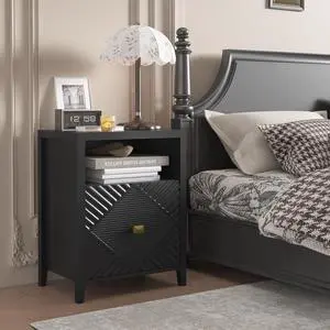 Nightstand With Charger Station And Usb Port,19 Inch Modern Night Stand With Storage Shelf, Bedside Tables For Bedroom, Home, Living Room,Black Nightstand With Charger Station And Usb Port,19 Inch Modern Night Stand With Storage Shelf, Bedside Tables For Bedroom, Home, Living Room,Black