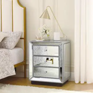 Three Drawer Cabinet With Bead Mirror Finish Three Drawer Cabinet With Bead Mirror Finish