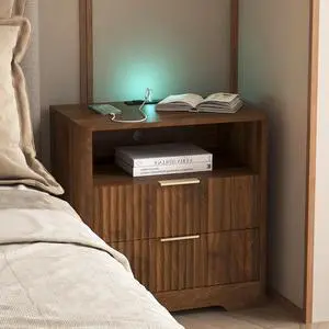 Nightstand With Charging Station, Smart Nightstand With Night Light,Bedside Tables With Storage Cabinet For Bedroom, Wood Nightstand With Charging Station, Smart Nightstand With Night Light,Bedside Tables With Storage Cabinet For Bedroom, Wood