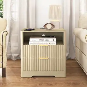 Nightstand With Charging Station, Smart Nightstand With Night Light,Bedside Tables With Storage Cabinet For Bedroom, Wood Nightstand With Charging Station, Smart Nightstand With Night Light,Bedside Tables With Storage Cabinet For Bedroom, Wood