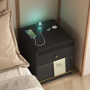 Nightstand With Charging Station, Smart Nightstand With Night Light,With Led Lights,Bedside Tables With Storage Cabinet For Bedroom,Black Nightstand With Charging Station, Smart Nightstand With Night Light,With Led Lights,Bedside Tables With Storage Cabinet For Bedroom,Black