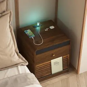 Nightstand With Charging Station, Smart Nightstand With Night Light,With Led Lights,Bedside Tables With Storage Cabinet For Bedroom,Wood Nightstand With Charging Station, Smart Nightstand With Night Light,With Led Lights,Bedside Tables With Storage Cabinet For Bedroom,Wood