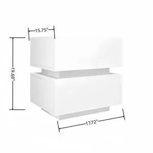 White Color High Glossy 2 Drawers Bedside Table With Rgb Led Light Nightstand With Bluetooth Control White Color High Glossy 2 Drawers Bedside Table With Rgb Led Light Nightstand With Bluetooth Control