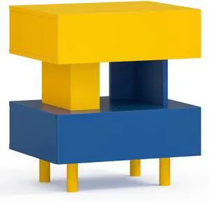 Modern Nightstand End Side Table With Large Storage Space Bedside Table For Bedroom Living Room And Playroom Yellow & Blue Modern Nightstand End Side Table With Large Storage Space Bedside Table For Bedroom Living Room And Playroom Yellow & Blue