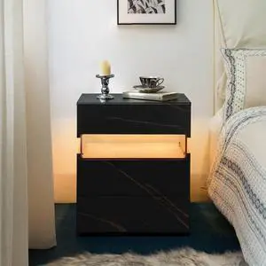 Led Nightstands 3 Drawer Dresser For Bedroom End Table With Acrylic Board Led Bedside Tables For Bedroom Living Room Bedside Furniture (Black+Gold) Led Nightstands 3 Drawer Dresser For Bedroom End Table With Acrylic Board Led Bedside Tables For Bedroom Living Room Bedside Furniture (Black+Gold)