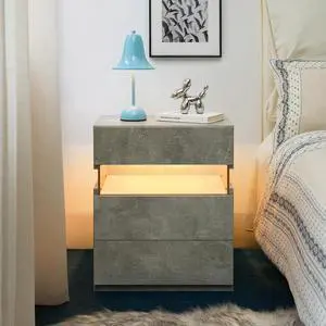 Led Nightstands 3 Drawer Dresser For Bedroom End Table With Acrylic Board Led Bedside Tables (Gray) Led Nightstands 3 Drawer Dresser For Bedroom End Table With Acrylic Board Led Bedside Tables (Gray)