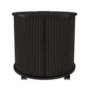 Mid Century Modern Cylinder End Table With Built-In Charging Station & Sliding Door, 2-Tier Storage Round Nightstand With Usb Ports, Bedside Table For Living Room, Bedroom, Entryway-Black Mid Century Modern Cylinder End Table With Built-In Charging Station & Sliding Door, 2-Tier Storage Round Nightstand With Usb Ports, Bedside Table For Living Room, Bedroom, Entryway-Black