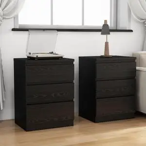 19.7-Inch Black Nightstand With 3 Drawers,Set Of 2,Beside Table With Drawers Handle Free Design,Thickened Top Plate,Small Side Table Storage Cabinet 3 Drawer Night Stand For Bedroom,Living Room 19.7-Inch Black Nightstand With 3 Drawers,Set Of 2,Beside Table With Drawers Handle Free Design,Thickened Top Plate,Small Side Table Storage Cabinet 3 Drawer Night Stand For Bedroom,Living Room