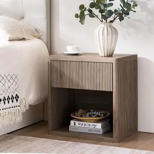 Night Stand Nightstand With Drawer Storage Fluted Bed Side Table End Table Large Modern Wide Bedside Stand Mid Century Night Stands For Bedroom Living Room Sofa Couch Home Office, Grey Alder Night Stand Nightstand With Drawer Storage Fluted Bed Side Table End Table Large Modern Wide Bedside Stand Mid Century Night Stands For Bedroom Living Room Sofa Couch Home Office, Grey Alder