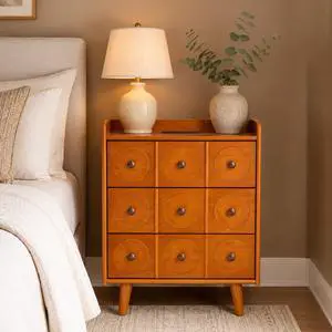 3-Drawer End Table With Top Charging Station, 21.65'' Length With Outlets And Usb Ports,Solid Wood Legs, Large Mid Natural Wood Color End Table For Bedroom, Living Room 3-Drawer End Table With Top Charging Station, 21.65'' Length With Outlets And Usb Ports,Solid Wood Legs, Large Mid Natural Wood Color End Table For Bedroom, Living Room