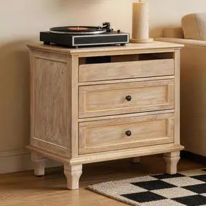 28" Wood Nightstand With Charging Station, Farmhouse Bedside Table With 3 Drawers, Usb & Type-C Ports, Storage End Table For Bedroom Living Room Office 28" Wood Nightstand With Charging Station, Farmhouse Bedside Table With 3 Drawers, Usb & Type-C Ports, Storage End Table For Bedroom Living Room Office