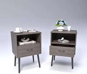 Two Sets Of Nightstand,Modern Style Bedside Table, With Storage Drawers And Open Wooden Shelves, Suitable For Living Rooms, Bedrooms And Small Spaces. Decorative Bedside Tables In Two Sets, Easy To As Two Sets Of Nightstand,Modern Style Bedside Table, With Storage Drawers And Open Wooden Shelves, Suitable For Living Rooms, Bedrooms And Small Spaces. Decorative Bedside Tables In Two Sets, Easy To As