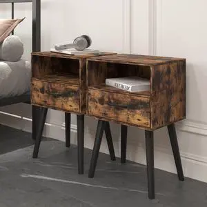 Two Sets Of Nightstand,Modern Bedside Table With Storage Drawer And Open Wood Shelf, For Living Room, Bedroom And Small Spaces, Accent Night Stand, Easy Assembly Two Sets Of Nightstand,Modern Bedside Table With Storage Drawer And Open Wood Shelf, For Living Room, Bedroom And Small Spaces, Accent Night Stand, Easy Assembly