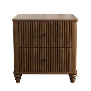 Fluted Nightstand 2-Piece Set, 21.65" Wide Side Table With 3 Drawers, Mid Century Modern Wood Nightstand With Metal Handle, Wooden Bedside End Table For Bedroom, Living Room, Closet, Walnut Fluted Nightstand 2-Piece Set, 21.65" Wide Side Table With 3 Drawers, Mid Century Modern Wood Nightstand With Metal Handle, Wooden Bedside End Table For Bedroom, Living Room, Closet, Walnut
