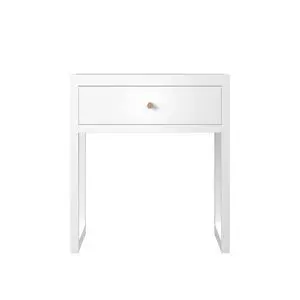 Modern White Nightstand With Drawer, Minimalist Bedside Table With Wood Knob, Compact End Table For Bedroom, Apartment, Or Small Spaces, Easy Assembly Modern White Nightstand With Drawer, Minimalist Bedside Table With Wood Knob, Compact End Table For Bedroom, Apartment, Or Small Spaces, Easy Assembly