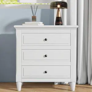 U_Style 28''Painted Nightstand With 3 Drawers And Smooth Gliding Rails ,Simple Bedside Cabinet With Metal Handle, Minimalist Sofa Side Table With Rubber Legs For Bedroom Sofa Couch Office U_Style 28''Painted Nightstand With 3 Drawers And Smooth Gliding Rails ,Simple Bedside Cabinet With Metal Handle, Minimalist Sofa Side Table With Rubber Legs For Bedroom Sofa Couch Office