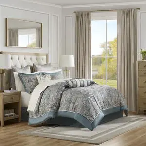 12 Piece Comforter Set with Cotton Bed Sheets Teal Cal King 12 Piece Comforter Set with Cotton Bed Sheets Teal Cal King