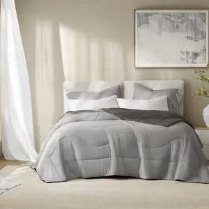 1-Piece Full/Queen Reversible Tencel Comforter Blanket,Gray 1-Piece Full/Queen Reversible Tencel Comforter Blanket,Gray