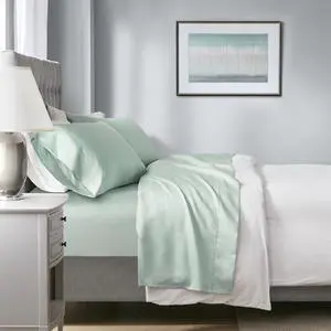 4-Piece Queen HeiQ Smart Temperature Cotton Blend Sheet Set, Seaform 4-Piece Queen HeiQ Smart Temperature Cotton Blend Sheet Set, Seaform