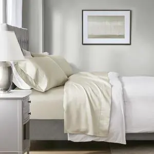4-Piece King HeiQ Smart Temperature Cotton Blend Sheet Set, Ivory 4-Piece King HeiQ Smart Temperature Cotton Blend Sheet Set, Ivory
