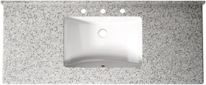 48 Inch Vanity Top, Countertop with Ceramic Sink Faucet Drain Set Sink Stopper, Black Gray White, Granite 48 Inch Vanity Top, Countertop with Ceramic Sink Faucet Drain Set Sink Stopper, Black Gray White, Granite
