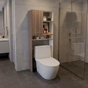 4 Shelf Over The-Toilet Storage Cabinet, Hazelnut, Particle Board, Storage 4 Shelf Over The-Toilet Storage Cabinet, Hazelnut, Particle Board, Storage