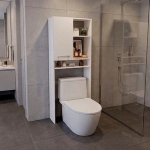4 Shelf Over The-Toilet Storage Cabinet, White, Particle Board, Storage 4 Shelf Over The-Toilet Storage Cabinet, White, Particle Board, Storage