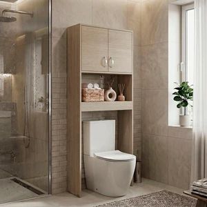 Cartagena 2 Door Over The-Toilet Storage Cabinet, Grey, Particle Board, Storage Cartagena 2 Door Over The-Toilet Storage Cabinet, Grey, Particle Board, Storage