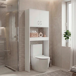 2 Door Over The-Toilet Storage Cabinet, White, Particle Board, Storage 2 Door Over The-Toilet Storage Cabinet, White, Particle Board, Storage