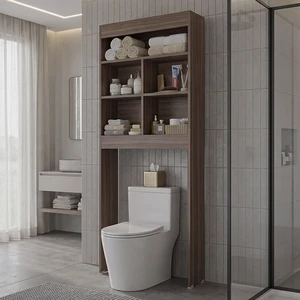 Smitta Over The-Toilet Storage Cabinet with Open Shelves, Organizer Shelf, Hazelnut, Particle Board, Storage Smitta Over The-Toilet Storage Cabinet with Open Shelves, Organizer Shelf, Hazelnut, Particle Board, Storage