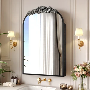 Medicine Cabinet Mirror with Storage, Inchx 24 Inch Arch Wall Mount Mirror Cabinet with Carved Top Recessed and Surface Medicine Cabinet Mirror with Storage, Inchx 24 Inch Arch Wall Mount Mirror Cabinet with Carved Top Recessed and Surface