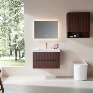30 Inch Wall Mounted and Floating Single Vanity with Acrylic Integrated Basin, Pre Assembled Plywood Cabinet with 2 30 Inch Wall Mounted and Floating Single Vanity with Acrylic Integrated Basin, Pre Assembled Plywood Cabinet with 2
