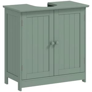 Under Sink Cabinet, Pedestal Sink Storage Cabinet with 2 Doors Shelf and Shape, Green Dark, MDF, Vanities Under Sink Cabinet, Pedestal Sink Storage Cabinet with 2 Doors Shelf and Shape, Green Dark, MDF, Vanities