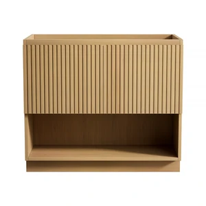36 Inch Freestanding Cabinet Without Basin, Plywood Cabinet with Striped Doors and Open Storage Compartment Corolla 36 Inch Freestanding Cabinet Without Basin, Plywood Cabinet with Striped Doors and Open Storage Compartment Corolla