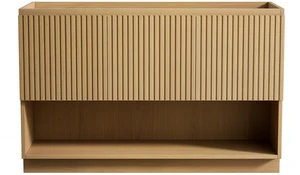 48 Inch Freestanding Cabinet Without Basin, Plywood Cabinet with Striped Doors and Open Storage Compartment Corolla 48 Inch Freestanding Cabinet Without Basin, Plywood Cabinet with Striped Doors and Open Storage Compartment Corolla