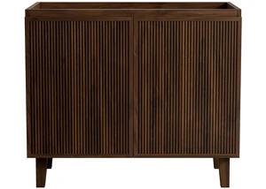 36 Inch Freestanding Vanity Base Only, Striped Doors Disassembled Sink Faucet and Drain Not Included Color, Walnut 36 Inch Freestanding Vanity Base Only, Striped Doors Disassembled Sink Faucet and Drain Not Included Color, Walnut