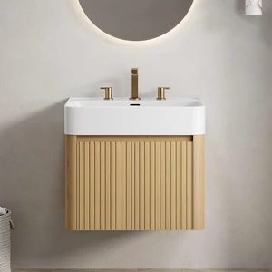 24 Inch Vanity and Sink, Floating Storage Cabinet Solid Surface Integrated Basin with Pre Drilled Faucet Holes 24 Inch Vanity and Sink, Floating Storage Cabinet Solid Surface Integrated Basin with Pre Drilled Faucet Holes