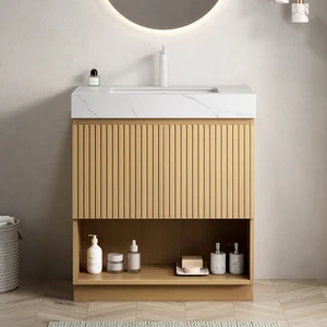 30 Inch Vanity and Sink, Freestanding Cabinet Carrara Sintered Stone Top and Ceramic Basin with Pre Drilled Faucet Hole 30 Inch Vanity and Sink, Freestanding Cabinet Carrara Sintered Stone Top and Ceramic Basin with Pre Drilled Faucet Hole