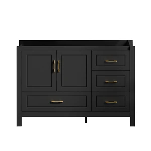 48 Inch Vanity Abundant Storage Cabinet Soft Close Doors and 4 Drawers Excluding the Ceramic Basin, Black, MDF 48 Inch Vanity Abundant Storage Cabinet Soft Close Doors and 4 Drawers Excluding the Ceramic Basin, Black, MDF