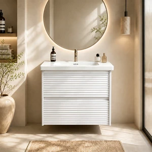 Wall Mount 24 Inch Vanity with Ceramic Sink with One Faucet Holes, Soft Close 2 Drawer Large Storage Floating Vanity Wall Mount 24 Inch Vanity with Ceramic Sink with One Faucet Holes, Soft Close 2 Drawer Large Storage Floating Vanity