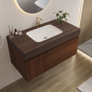 36 Inch Floating Vanity with Seamless Sintered Stone Top and Ceramic Basin Soft Close Drawer Cabinet, Wall-Mounted 36 Inch Floating Vanity with Seamless Sintered Stone Top and Ceramic Basin Soft Close Drawer Cabinet, Wall-Mounted