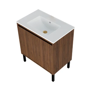 36 Inch Vanity Cabinet Without Sink Freestanding Fluted Vanity with Doors, Matte Brown, MDF, Vanities 36 Inch Vanity Cabinet Without Sink Freestanding Fluted Vanity with Doors, Matte Brown, MDF, Vanities
