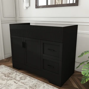 42 Inch Vanity with 2 Drawers, Vertical Grain MDF Cabinet with Soft Close Doors and Water Based Finish Sink Not 42 Inch Vanity with 2 Drawers, Vertical Grain MDF Cabinet with Soft Close Doors and Water Based Finish Sink Not