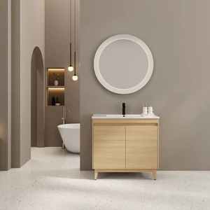 36 Inch Freestanding Vanity with Ceramic Sink, Oak, Engineered Wood, Vanities 36 Inch Freestanding Vanity with Ceramic Sink, Oak, Engineered Wood, Vanities