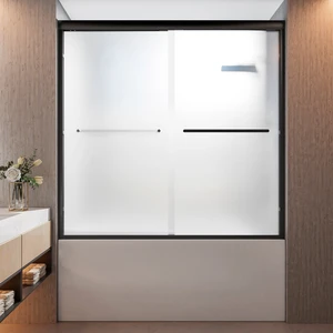 56 to 60 Inch 58 Inch Framed Double Sliding Shower Door, 4 6 mm Frosted Ultra Tempered Glass with Nano Self 56 to 60 Inch 58 Inch Framed Double Sliding Shower Door, 4 6 mm Frosted Ultra Tempered Glass with Nano Self